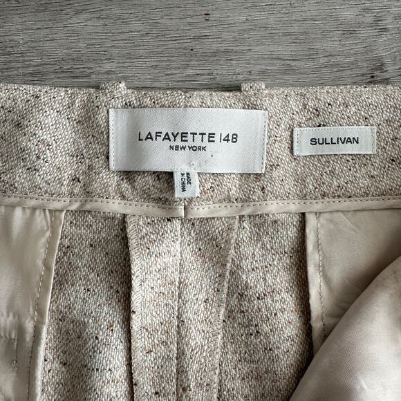 Lafayette 148 Beige Wool Blend Wide Leg Sullivan Pants Luxury Workwear Size 12 - Picture 5 of 7